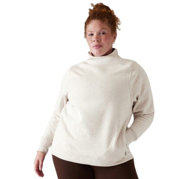 NWOT ATHLETA Sweatshirt 1X 2023 Cozy Karma Twist Neck Toasted Brown Heather - Picture 1 of 11